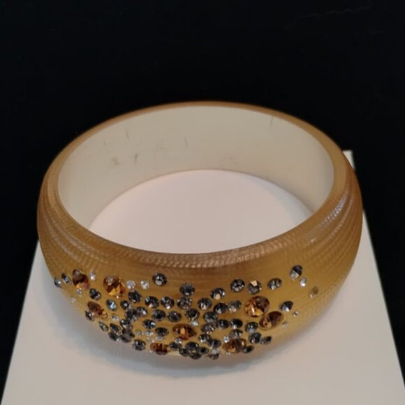 Alexis Bittar Crystal Rhinestone Spray Frosted Iridescent Lucite Bracelet - Picture 4 of 4